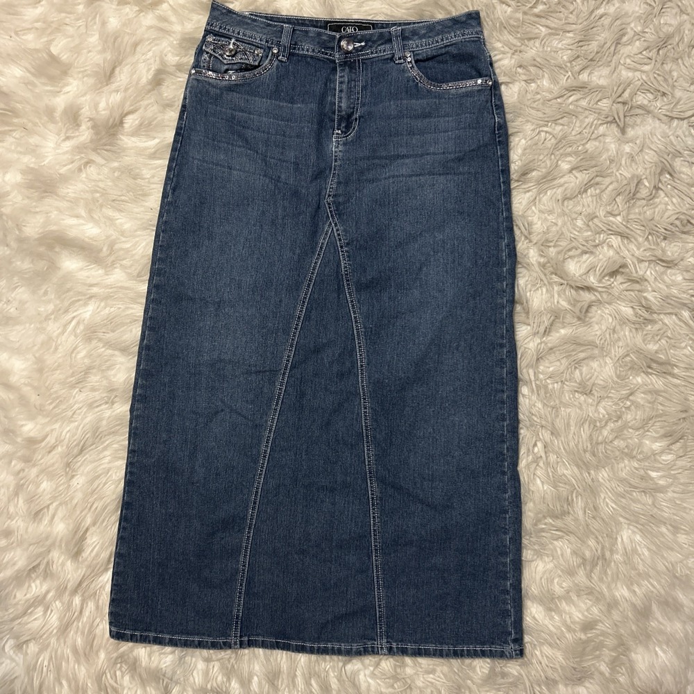 Cato  Blue Denim Long A-Line Skirt